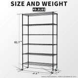 HCY 6-Tier Storage Shelf Heavy Duty Shelving Unit NSF Height Adjustable Metal Rack with Wheels for Laundry Bathroom Kitchen Garage Pantry HCY