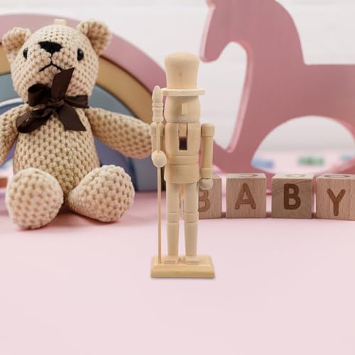 Tofficu Unfinished Wood Nutcracker Figures, 1 Set 18cm DIY Unpainted Nutcracker Ornaments Christmas Craft Blank Paint Toy Hanging Soldier Puppets for Tofficu