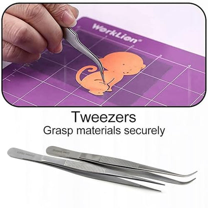 A2Z 5pc Basic Cricut Maker Weeding Budget Tool Kit, Stainless Steel Vinyl Craft Paper Craft Tool for Silhouettes Cameos, Lettering Pokey Tools - WoodArtSupply