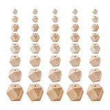 Craftdady 145pcs Unfinished Geometric Wood Spacer Beads Unpainted Natural Wood Faceted Polygon Loose Beads 8 Sizes for Craft Jewelry Making Home Craftdady