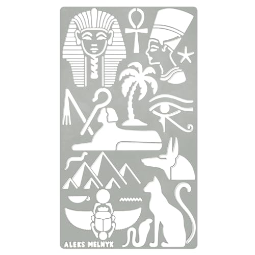 Aleks Melnyk #31 Egyptian Metal Journal Stencil, Hieroglyphics Stencil for Egyptian Paintings, Egyptian Cutouts, Steel Template, Wood Burning, - WoodArtSupply