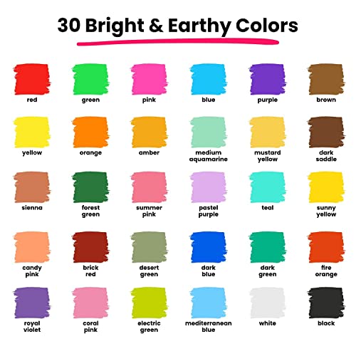 Chalkola Fun Colors Bundle - 30 Markers 6mm + 6 White Variety Chalkola