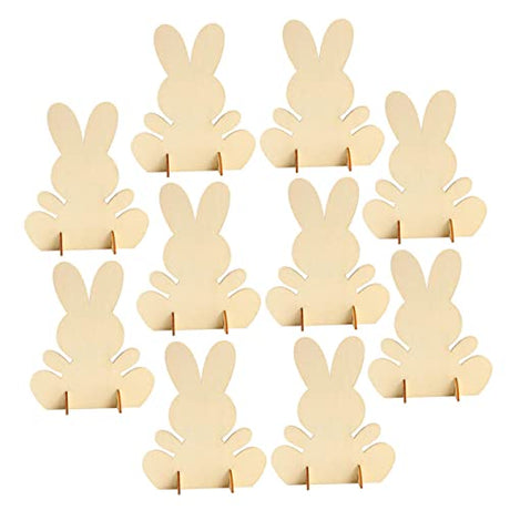 Holibanna 10pcs Handmade Rabbit Material Farmhouse Easter Egg Table Signs Unfinished Bunny Decor Easter Table Decor Tray Decor Unfinished Bunny Table Holibanna