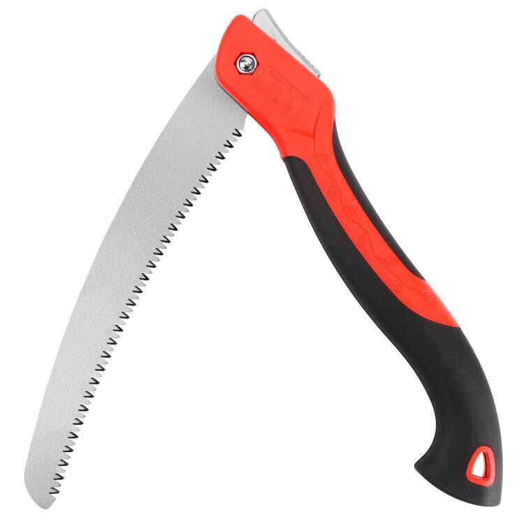 WEIMELTOY 10 Inch Heavy Duty Pruning Saw, Folding Hand Saw with SK5 Curved Blade, Triple-cut Razor Teeth Used for Trees Wood Cutting Camping WEIMELTOY