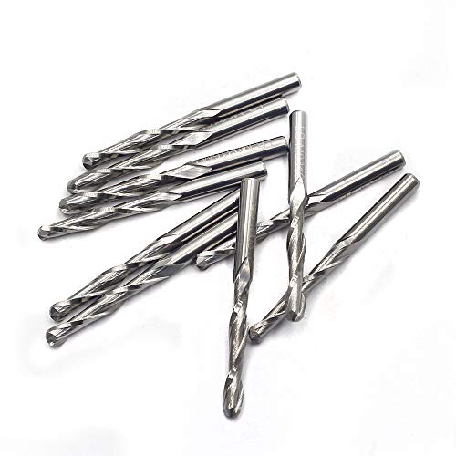 OSCARBIDE 1/8" Shank Ball Nose Carbide End Mills 2 Flutes CNC Spiral Router Bits Milling Cutter for Engraving Milling 3D sculpturing Roughing Acrylic OSCARBIDE