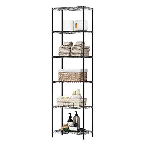 HOMEFORT 6-Tier Wire Shelving, 6 Shelves Unit Metal Storage Rack, Durable Organizer, Perfect for Pantry Closet Kitchen Laundry Organization (Black) - WoodArtSupply