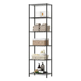 HOMEFORT 6-Tier Wire Shelving, 6 Shelves Unit Metal Storage Rack, Durable Organizer, Perfect for Pantry Closet Kitchen Laundry Organization (Black) HOMEFORT