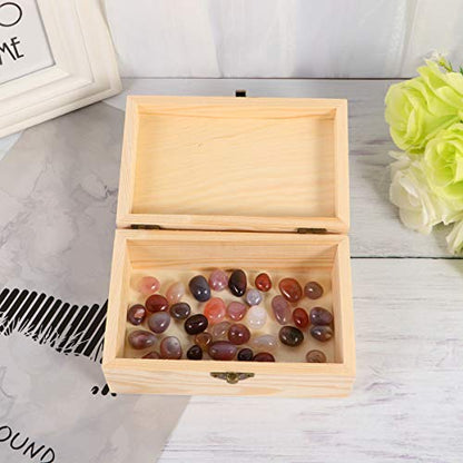 HEALLILY Unfinished Wood Jewelry Box Wooden Box with Lid and Locking Clasp DIY Craft Storage Case for Jewelry Gift Home Wedding Centerpiece