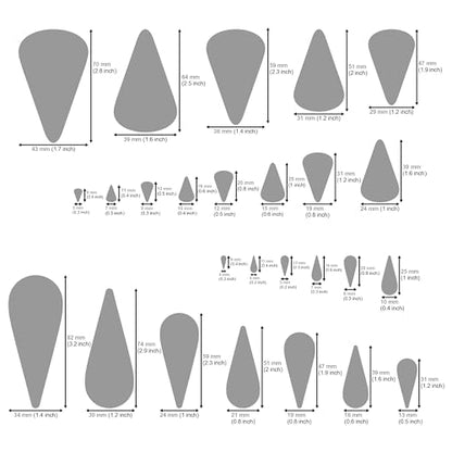 Aleks Melnyk #211 Metal Stencil for Jewelry, Shape Earring Teardrops Cutouts Stencil, Lapidary Template for Cabochons, Tear Drop, Jewelry Making - WoodArtSupply