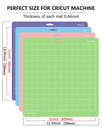 Gwybkq Cutting Mat 12x12 for Cricut 8 Packs Variety Explore Air 2/Air/One/Maker Sticky (Light,Standard,Strong,Fabric) Grip Non-Slip Durable Mats - WoodArtSupply