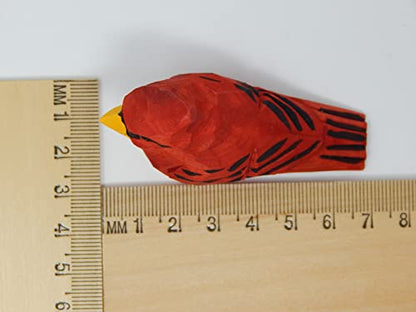 Selsela Cardinal Wood Red Bird Figurine Miniature Garden Statue Carving Home Decor Sculpture Small Animal - WoodArtSupply