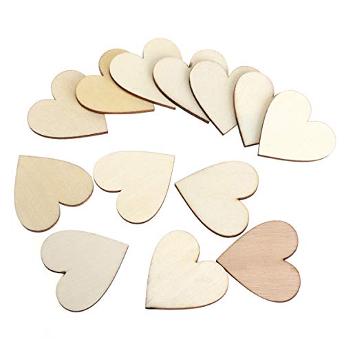 LIOOBO 100pcs Blank Wood Slices Woodsy Decor Wood Heart Embellishment Love Heart Ornament Blank Wood Heart Cutouts Heart Wood Discs Valentine Hanging LIOOBO