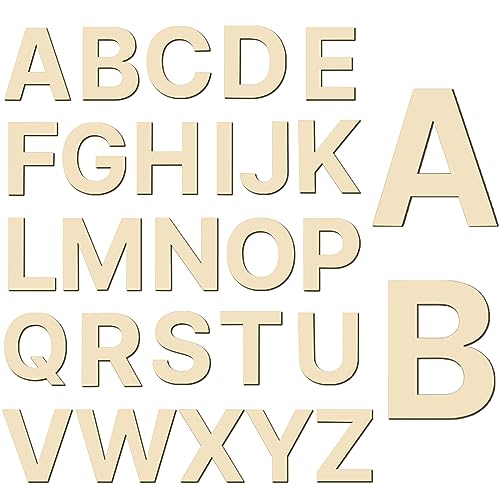 BILLIOTEAM 26 PCS 6" Wooden Craft Letters,Natural Blank Unfinished Wooden Capital Alphabet Letters for Kids Learning Gift,DIY Painting,Letter