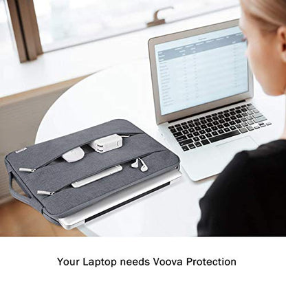 Voova 15 15.6 16 Inch Laptop Sleeve Case with Handle, Waterproof Computer Cover Bag with Pocket Compatible with MacBook Pro 15 16 M1 Pro/Max,15-16 Inch Microsoft Hp Lenovo Acer Asus Chromebook, Grey