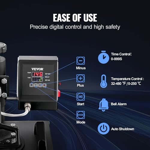 VEVOR Heat Press, Clamshell 12x10in Sublimation Transfer Printer, Digital Precise LCD Control Printing, Vinyl Heat Press for T-Shirts Bags Garments VEVOR