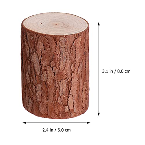 NOLITOY Unfinished Wood Stump with Bark, Natural Wood Stump Model Wood Crafts Christmas Ornaments Rustic Wedding Decoration DIY Crafts NOLITOY