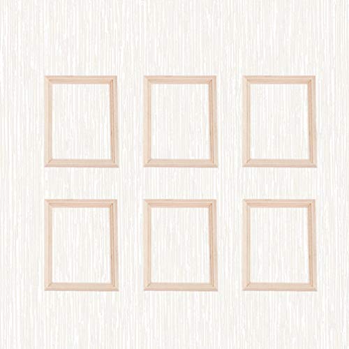 Exceart 6Pcs 1/12 Wood Dollhouse Furniture Unfinished Mini Photo Frame Artificial Miniature Scene Model DIY Wall Art Painting Toys for Nursery Room EXCEART
