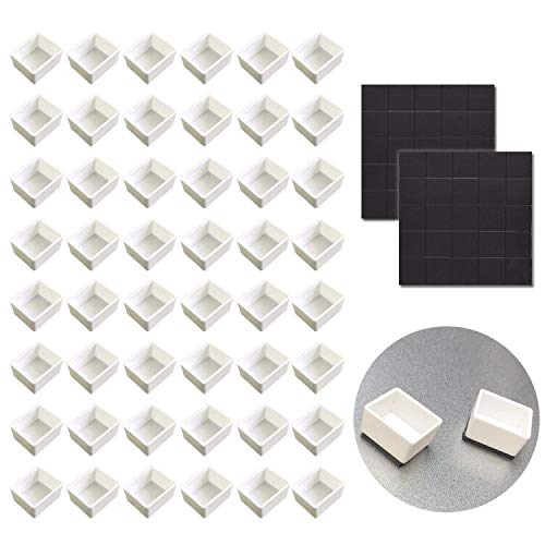 Watercolor Half Pans with Magnetic Stripe - 48Pcs White Plastic Empty Artist Paint Pan Kits for DIY Watercolor Oils or Acrylics Painting Travel Tin qianshan