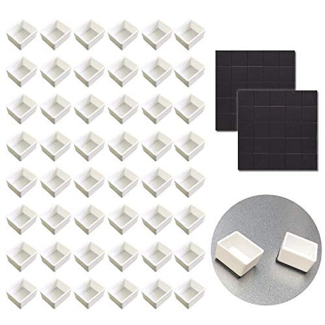 Watercolor Half Pans with Magnetic Stripe - 48Pcs White Plastic Empty Artist Paint Pan Kits for DIY Watercolor Oils or Acrylics Painting Travel Tin qianshan