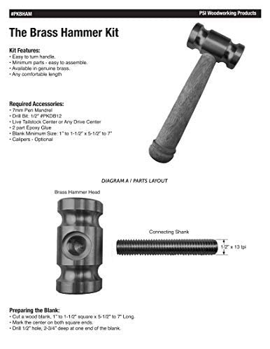 Penn State Industries PKBHAM Brass Hammer Woodturning Project Kit - WoodArtSupply