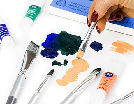 Adi's Art Pro Paint Brushes Set for Acrylic Oil Watercolor, Artist Face and Body Professional Painting Kits with Synthetic Nylon Tips (Grey, 10) ADIS&GUYS ART SUPPLY