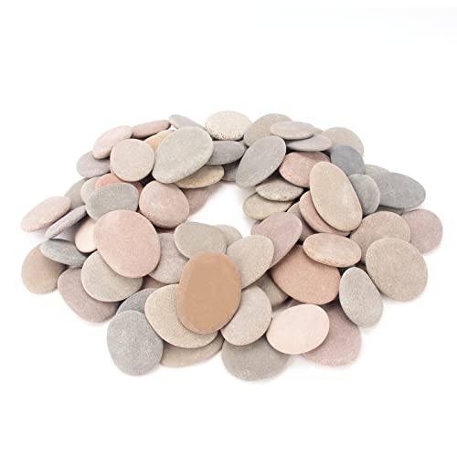 [About 97 PCS - 105 PCS](18 Pounds) Painting Rocks,2.33"-3.72" River Rocks,DIY Rocks,Flat Rocks,Craft Rocks,Natural Stones BLXQI
