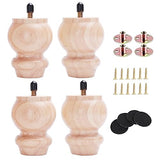 Txcucc 3 inch Furniture Legs Unfinhsed Bun Feet DIY Replacement for Cabinet Sofa Ottoman TV Stand Loveseat Dresser Set of 4 Txcucc