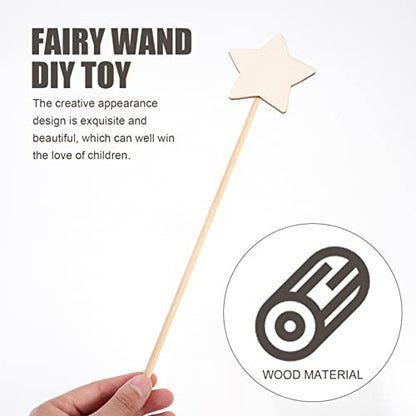 STOBOK Princess Fairy Wand Stick: 8PCS Unfinished Wooden DIY Crafts Star Magical Wand for Girls Art Show Cosplay Costume Party - WoodArtSupply