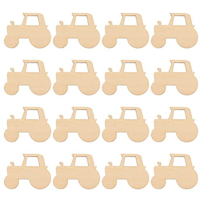 MAGICLULU Car Decor 20pcs Wood Car Unfinished Wood Cutouts unpainted Wooden Slices DIY Unfinished car Cutouts Cutouts Tractor Shaped Wall Hanging