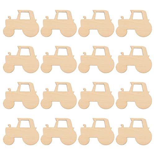 MAGICLULU Car Decor 20pcs Wood Car Unfinished Wood Cutouts unpainted Wooden Slices DIY Unfinished car Cutouts Cutouts Tractor Shaped Wall Hanging - WoodArtSupply