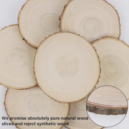 Sancodee 8 Pcs Large Unfinished Wood Slices, 11-12 Inches Wood Slabs for Centerpieces Natural Wooden Circle, DIY Wood Centerpieces for Tables Wedding