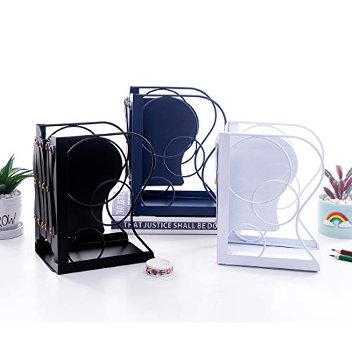 JIARI Adjustable Bookends Metal Book Ends Holder Shelf Heavy Duty Nonskid Bookend for Heavy Book (Round Black) JIARI