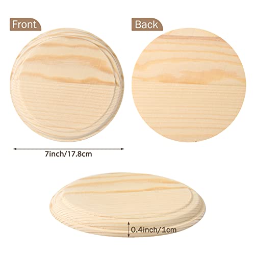 Pllieay 2Pcs 7 Inch Round Wooden Plaque Unfinished Circle Plaque, Wood Display Base for Craft Projects Pllieay