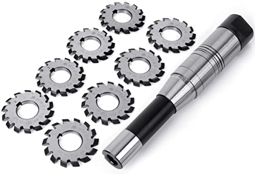 DP16 PA14-1/2 Involute Gear Cutter - Bore22 O.D.55 No.1-8 Gear Cutters with 22mm R8 Shank Milling Arbor Gear Mill Cutter Holder - Lathe CNC Cutting IWONGO