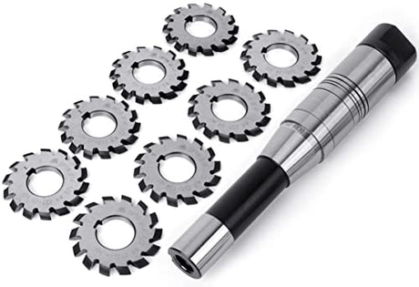 DP16 PA14-1/2 Involute Gear Cutter - Bore22 O.D.55 No.1-8 Gear Cutters with 22mm R8 Shank Milling Arbor Gear Mill Cutter Holder - Lathe CNC Cutting IWONGO