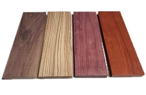 Wood-Ever Exotic Hardwood Assortment - Mixed Species Purple Heart, Padauk, Zebrawood, Walnut