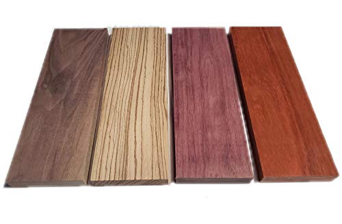 Wood-Ever Exotic Hardwood Assortment - Mixed Species Purple Heart, Padauk, Zebrawood, Walnut - WoodArtSupply