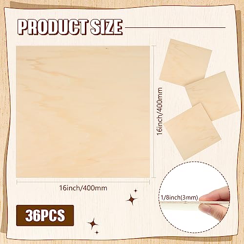 36 Pack Basswood Sheets Plywood Board 1/8 Inch Unfinished Wood Boards for Crafts for DIY Laser Projects Architectural Model Making Mini House Riakrum