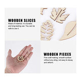 Amosfun 50pcs Laser Cut Wood Embellishment Hollow Out Wooden Leaves Shape Wood Discs Unfinished Wood Cutout for Arts Crafts DIY Decoration Amosfun