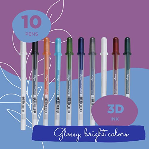 SAKURA Glaze 3D Ink Pen - 3D Ink Pen for Lettering, Drawing, Ornaments, & More - Assorted Colored Ink - 10 Pack