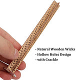 BUENNUS 10 Set Wooden Candle Wicks Crackle Natural Cross Wood Wicks for Candle Making 5.1x0.5inch Hollow Wooden Wick with Metal Base Stand for Soy BUENNUS