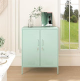 Aiasuit 2 Doors Locker Metal Storage Cabinet 3 Tiers Shelf Multifunctional Storage Organizer Detachable Shelves Easy to Assemble Green Size: 39.37”H Aiasuit