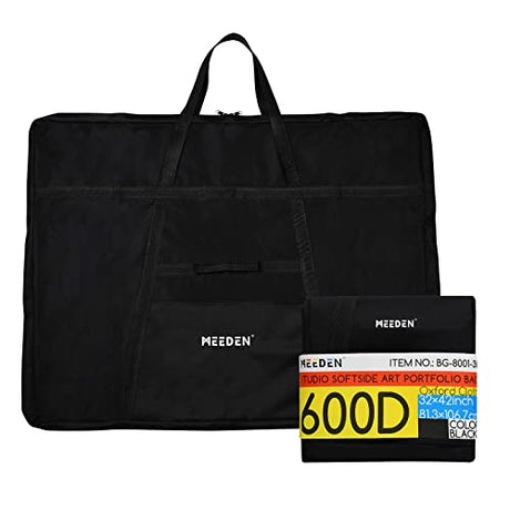 MEEDEN Large Art Portfolio Case 32" X 42" Water-proof, 600D Oxford Cloth, Art Portfolio Bag Black, Portfolio Folder for Artwork for Artwork, Drawing, MEEDEN