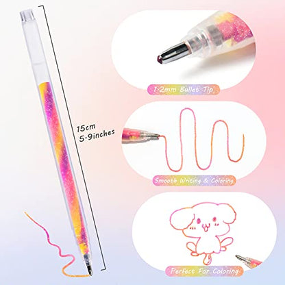 ZSCM 6 Pack Mixing of 3 Colors Magic Glitter Gel Pens Kawaii Color Changing Ballpoint Pen Set for Adult Coloring Books, Doodling Scrapbooking - WoodArtSupply