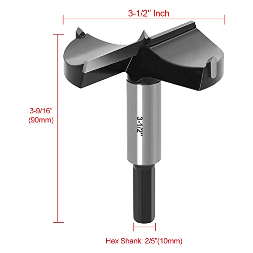 ASNOMY 3-1/2" Inch Carbide Forstner Drill Bit, Carbide Tipped Forstner Bit for Hard Wood, Wood Drilling Hole Saw Set Woodworking Hinge Cutter Tool ASNOMY