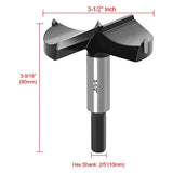 ASNOMY 3-1/2" Inch Carbide Forstner Drill Bit, Carbide Tipped Forstner Bit for Hard Wood, Wood Drilling Hole Saw Set Woodworking Hinge Cutter Tool ASNOMY