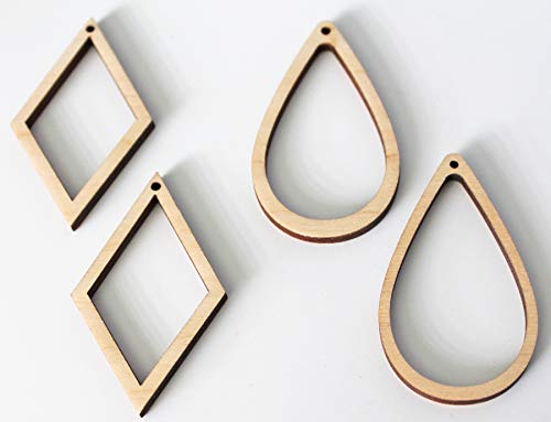 18 Unfinished Wood Laser Cutout Hollow Frame Earrings Jewelry Resin Acrylic Crafts Texan Wood Crafts