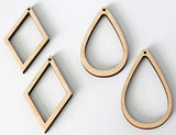 18 Unfinished Wood Laser Cutout Hollow Frame Earrings Jewelry Resin Acrylic Crafts Texan Wood Crafts