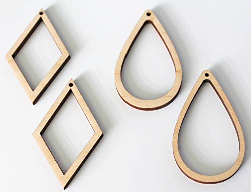 18 Unfinished Wood Laser Cutout Hollow Frame Earrings Jewelry Resin Acrylic Crafts - WoodArtSupply