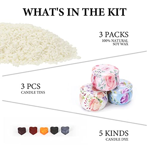 SAEUYVB Candle Making Kit, Full Set - Soy Wax, Candle Wick, Stirring Spoon, 4.4 oz Candle Jar & More - DIY Starter Scented Candles Making Kit SAEUYVB